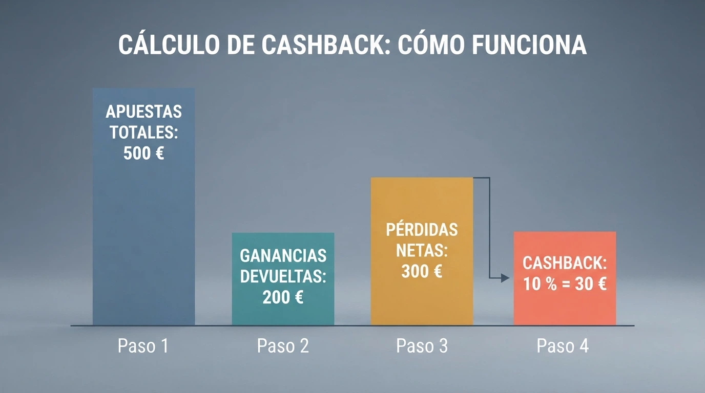 Representación gráfica del cálculo de un reembolso sobre pérdidas netas con un porcentaje aplicado al saldo negativo