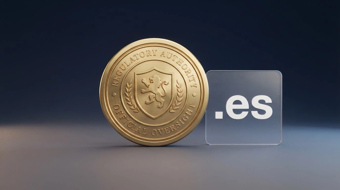 Sello o logotipo de la DGOJ junto al dominio .es en la parte inferior de la página de un casino online español