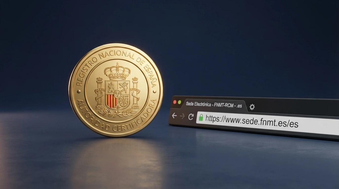 Sello oficial de la DGOJ junto a un navegador mostrando el dominio .es y el candado de seguridad en la barra de direcciones