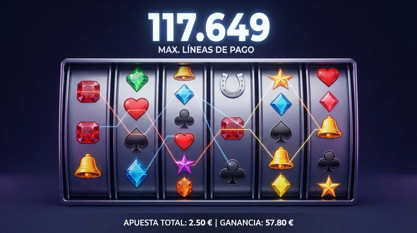 Representación visual de los carretes dinámicos del sistema Megaways con el número variable de líneas de pago en una slot de Big Time Gaming