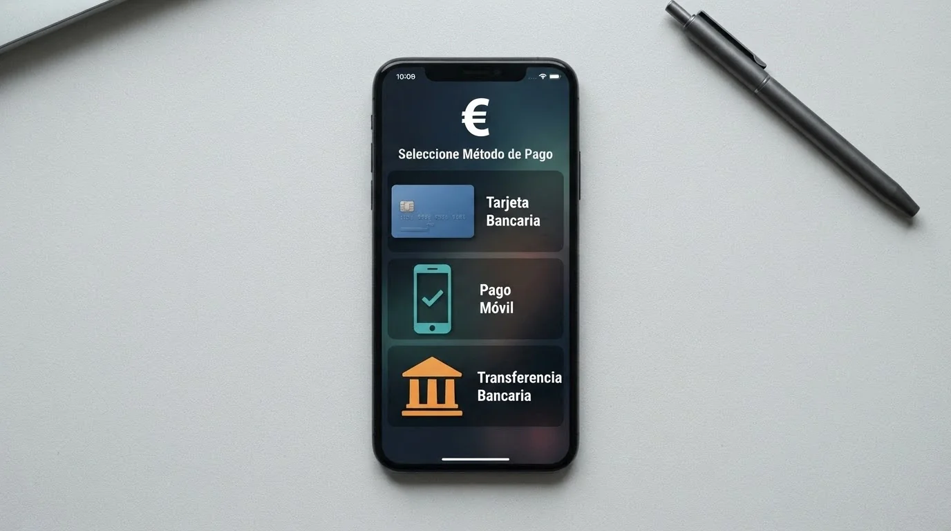 Pantalla de métodos de pago en un casino online español con los iconos de Bizum, tarjeta bancaria y transferencia
