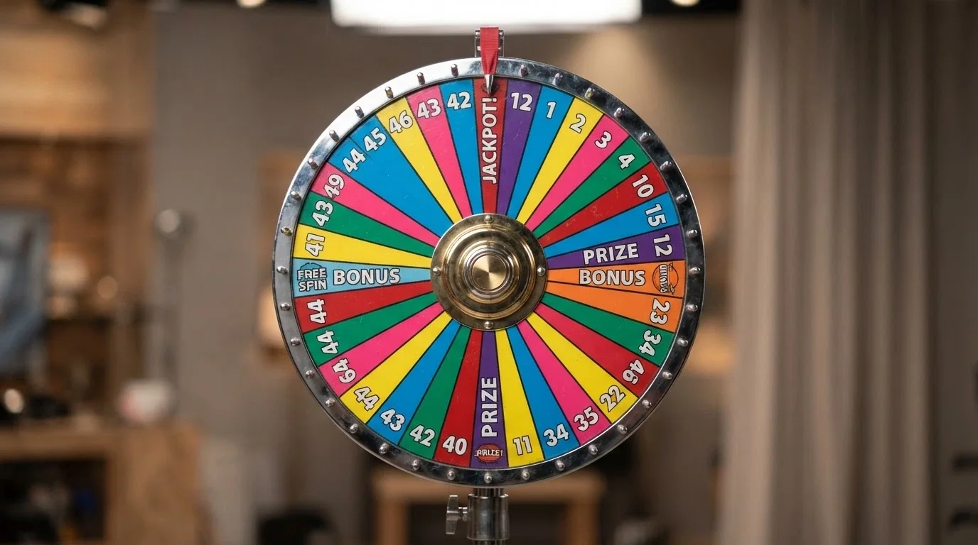 Primer plano de la rueda de Crazy Time mostrando sus 54 segmentos numerados y de colores, con los espacios de Coin Flip, Cash Hunt, Pachinko y Crazy Time visibles sobre el tambor