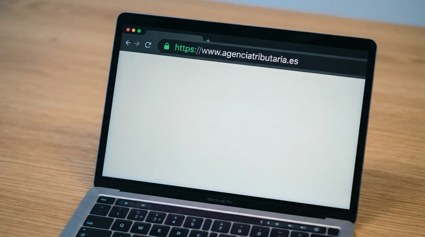 Primer plano del dominio .es en la barra del navegador junto al candado de seguridad, con el logotipo de la DGOJ